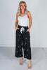 Ribbon Embroidery Pull On Cropped Pants - Whiskey Skies - UMGEE