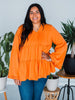 Rich Orange Ruffle Blouse - Whiskey Skies - SOUTHERN GRACE