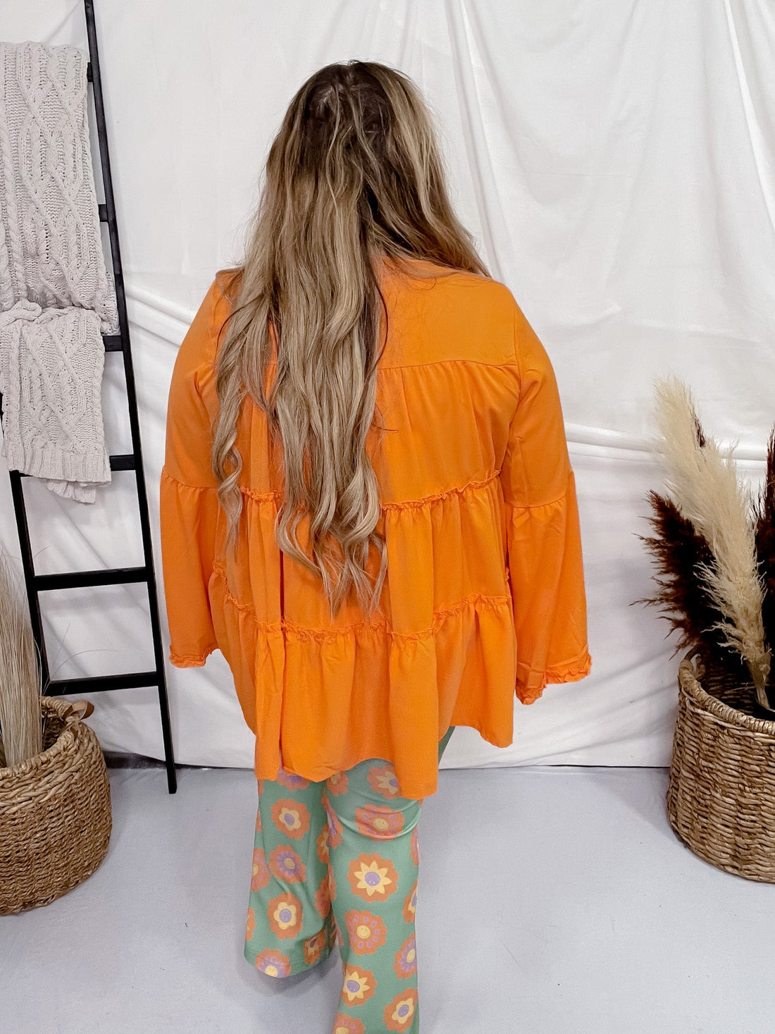 Rich Orange Ruffle Blouse - Whiskey Skies - SOUTHERN GRACE