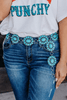 Ride For the Brand Darlin' Turquoise Floral Concho Link Belt - Whiskey Skies - SOUTHERN GRACE