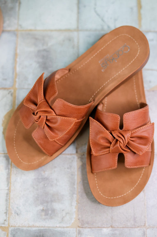 Rock the Bowt Cognac Sandals - Whiskey Skies - CORKYS FOOTWEAR