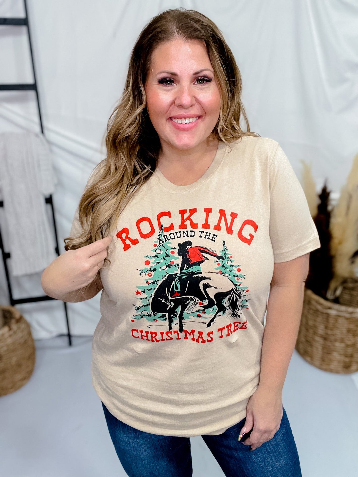 Rocking Christmas Graphic T-Shirt - Whiskey Skies - STYLIVE