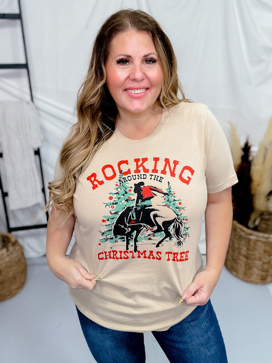 Rocking Christmas Graphic T-Shirt - Whiskey Skies - STYLIVE