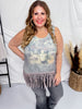 Rodeo Print Fringed Tank Top - Whiskey Skies - ORIGAMI APPAREL