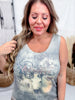 Rodeo Print Fringed Tank Top - Whiskey Skies - ORIGAMI APPAREL