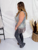 Rodeo Print Fringed Tank Top - Whiskey Skies - ORIGAMI APPAREL