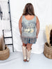 Rodeo Print Fringed Tank Top - Whiskey Skies - ORIGAMI APPAREL