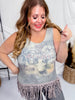 Rodeo Print Fringed Tank Top - Whiskey Skies - ORIGAMI APPAREL