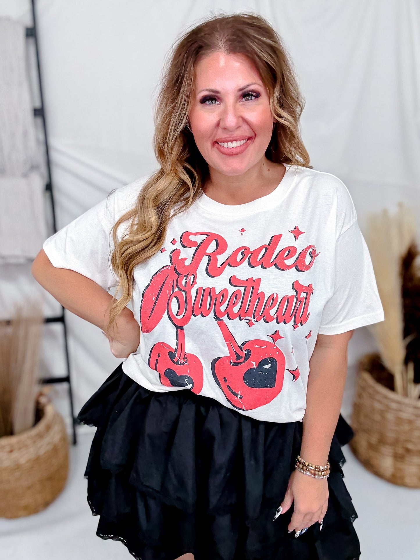 Rodeo Sweetheart Cherries Cropped Short Sleeve T-Shirt - Whiskey Skies - COUNTRY DEEP