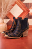 Roma Black Ankle Booties with Bronze Stitching - Whiskey Skies - VERY G