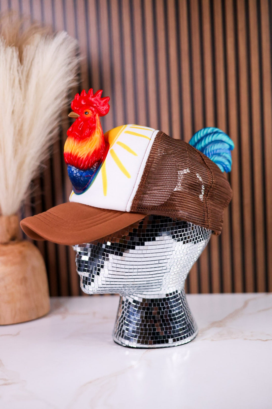 Rooster 3D Pop Trucker Hat - Whiskey Skies - JY DESIGNS