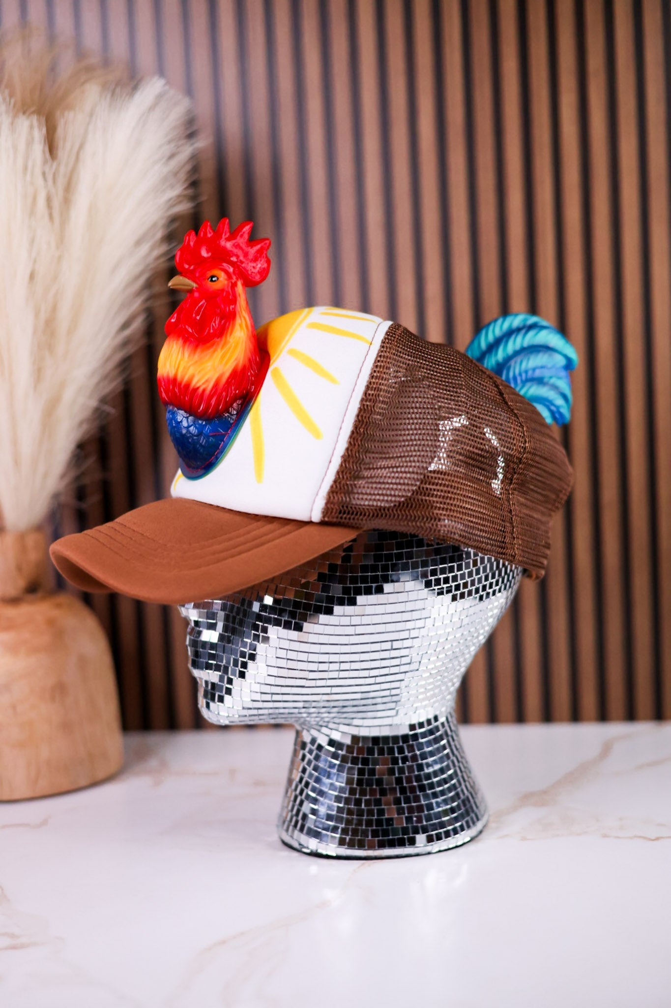 Rooster 3D Pop Trucker Hat - Whiskey Skies - JY DESIGNS