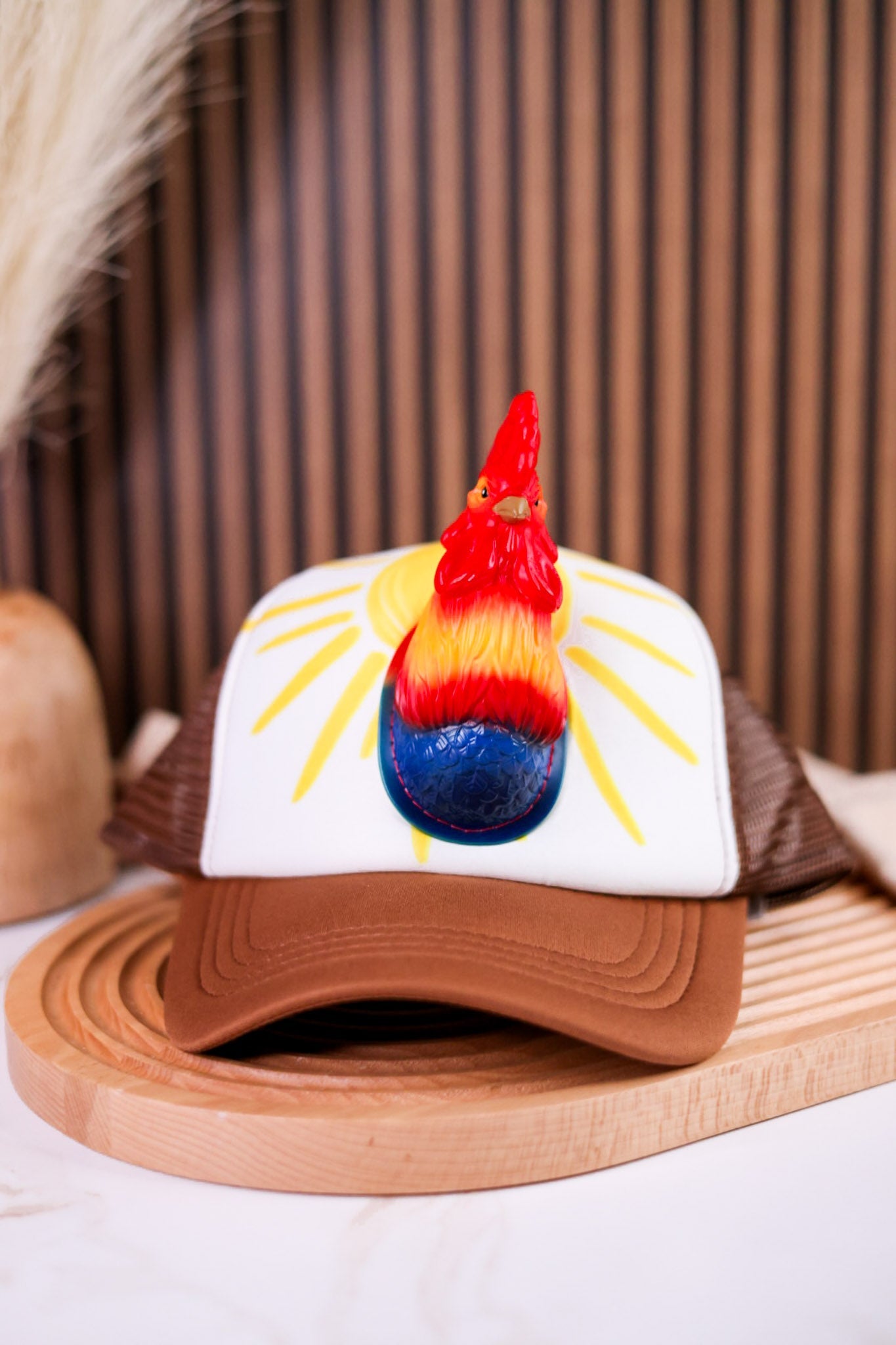 Rooster 3D Pop Trucker Hat - Whiskey Skies - JY DESIGNS
