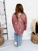 Rose Brown Floral Print Button Front Utility Shirt - Whiskey Skies - HEIMISH