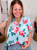 Rosey Posey Shirred Sleeve Top - Whiskey Skies - ADRIENNE