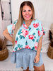Rosey Posey Shirred Sleeve Top - Whiskey Skies - ADRIENNE