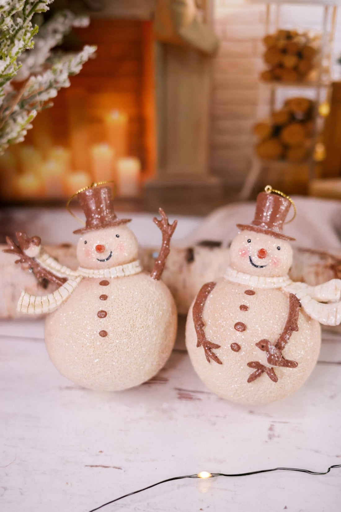 Round Glittery Snowman Ornament (2 Styles) - Whiskey Skies - RAZ IMPORTS