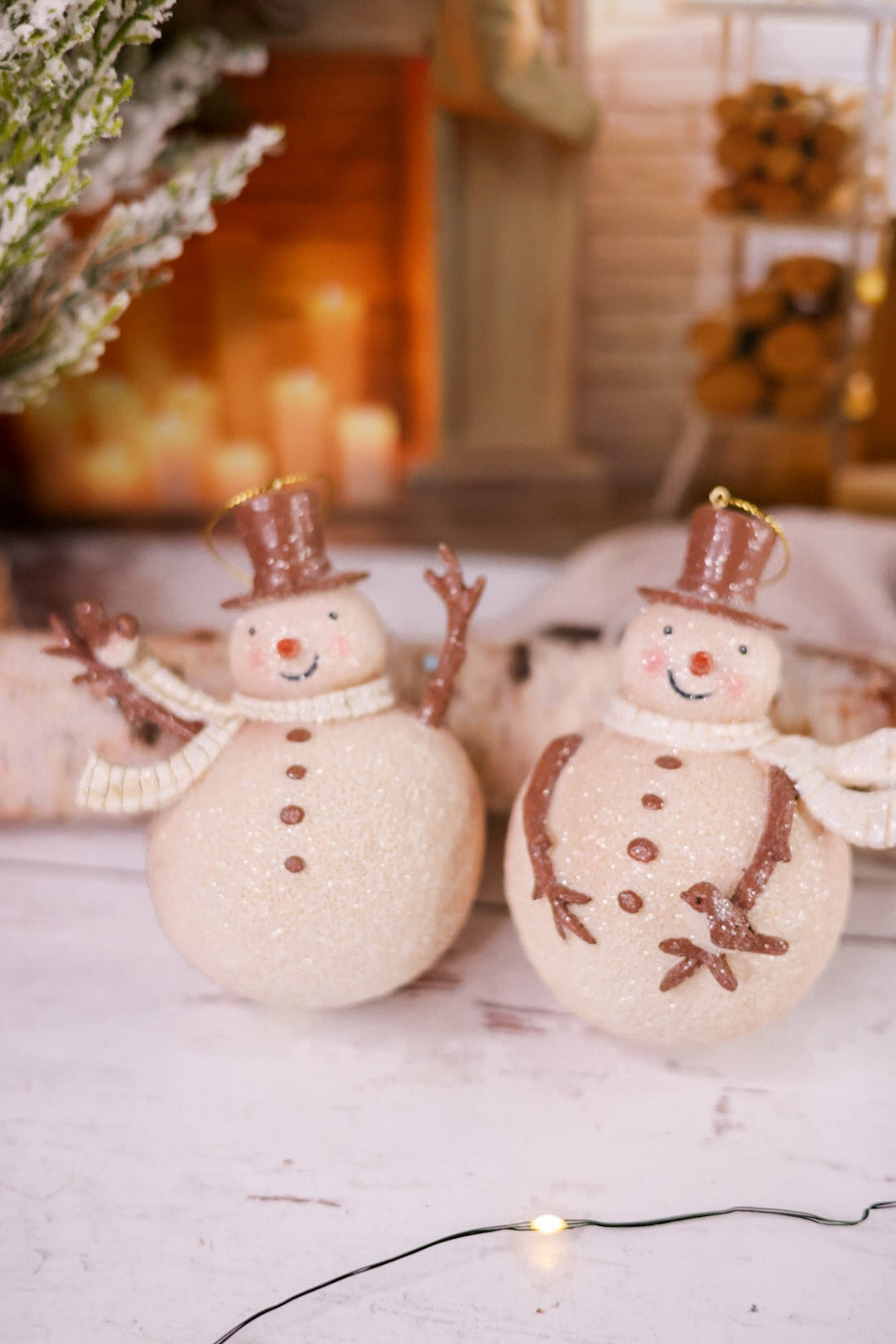 Round Glittery Snowman Ornament (2 Styles) - Whiskey Skies - RAZ IMPORTS