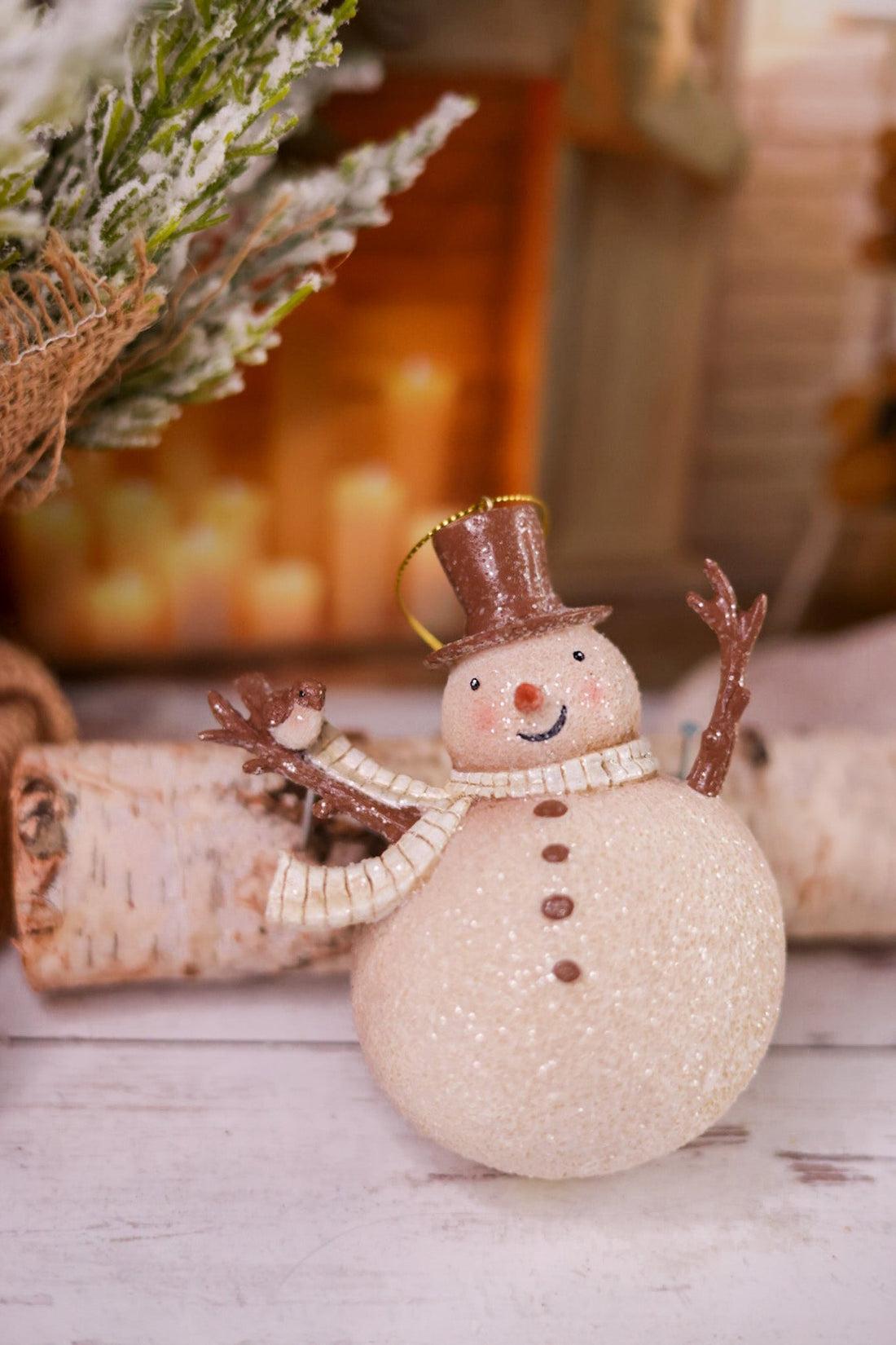 Round Glittery Snowman Ornament (2 Styles) - Whiskey Skies - RAZ IMPORTS