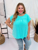 Round Neck Babydoll Top with Banded Sleeves in Blue Radiance - Whiskey Skies - ANDREE BY UNIT