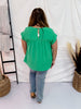 Round Neck Babydoll Top with Banded Sleeves in Kelly Green - Whiskey Skies - ANDREE BY UNIT