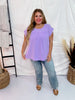 Round Neck Babydoll Top with Banded Sleeves in Lavender - Whiskey Skies - ANDREE BY UNIT