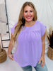 Round Neck Babydoll Top with Banded Sleeves in Lavender - Whiskey Skies - ANDREE BY UNIT