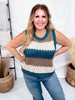 Round Neck Multicolor Striped Sweater Vest - Whiskey Skies - COZY CO