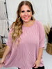 Round Neck Ribbed Tunic Top in Dusty Rose - Whiskey Skies - ANDREE BY UNIT