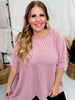 Round Neck Ribbed Tunic Top in Dusty Rose - Whiskey Skies - ANDREE BY UNIT