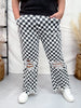 Round The Track Distressed Black & White Check Cropped Flare Jeans - Whiskey Skies - STERLING KREEK