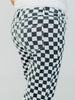 Round The Track Distressed Black & White Check Cropped Flare Jeans - Whiskey Skies - STERLING KREEK