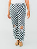 Round The Track Distressed Black & White Check Cropped Flare Jeans - Whiskey Skies - STERLING KREEK