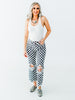 Round The Track Distressed Black & White Check Cropped Flare Jeans - Whiskey Skies - STERLING KREEK