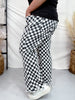 Round The Track Distressed Black & White Check Cropped Flare Jeans - Whiskey Skies - STERLING KREEK