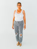 Round The Track Distressed Black & White Check Cropped Flare Jeans - Whiskey Skies - STERLING KREEK