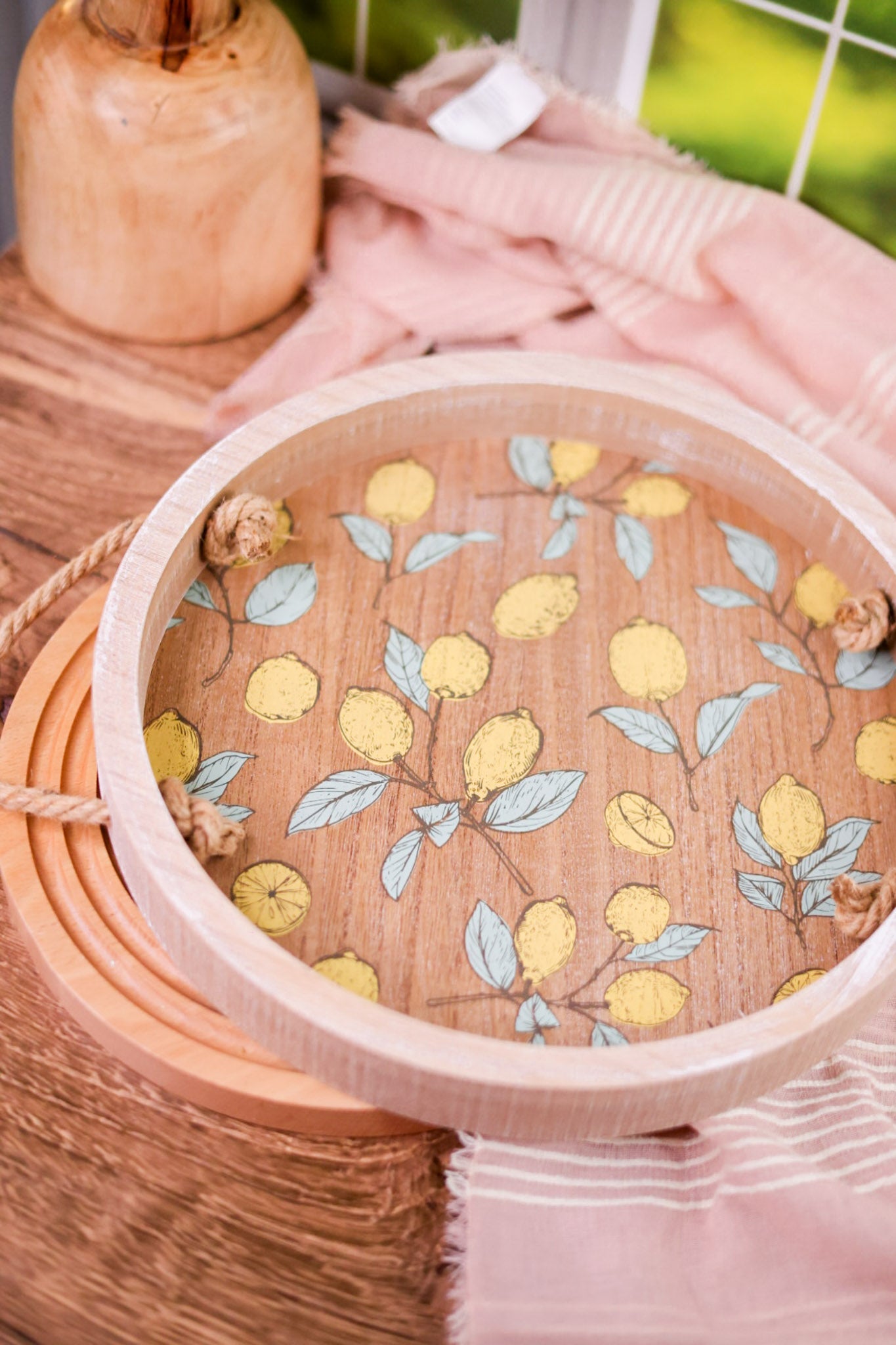 Round Wooden Lemon Tray - Whiskey Skies - ADAMS & CO