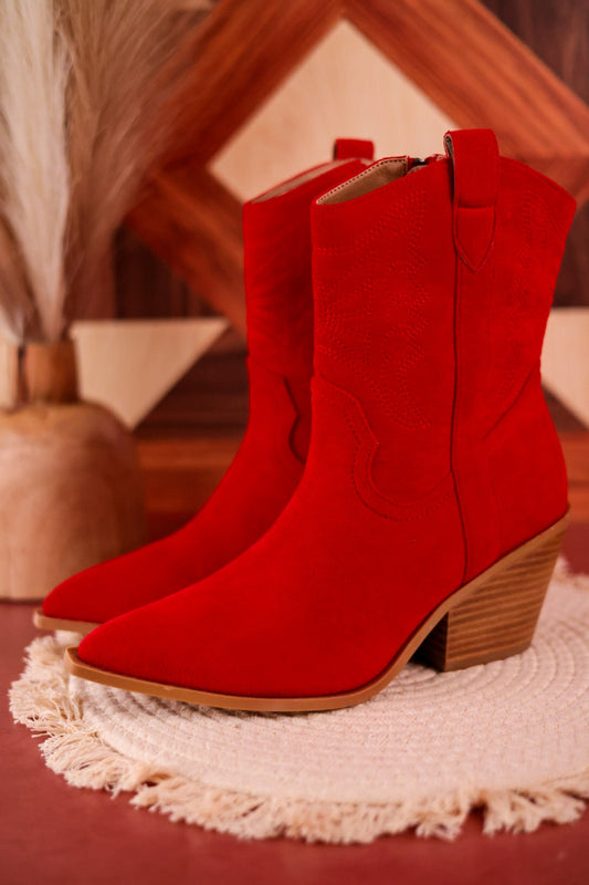 Rowdy Red Suede Boots - Whiskey Skies - CORKY