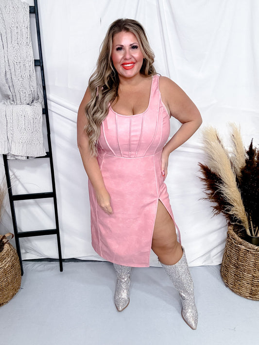 Rowdy Rosa Pink Dress with Thigh Slit - Whiskey Skies - 2 FLY CO.