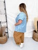 Rowdy Ruffles Collared Denim Top - Whiskey Skies - 2 FLY CO.
