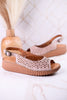 Rowyn Blush Slingback Leather Wedge Sandals - Whiskey Skies - SPRING FOOTWEAR