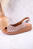 Rowyn Blush Slingback Leather Wedge Sandals - Whiskey Skies - SPRING FOOTWEAR