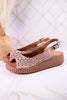Rowyn Blush Slingback Leather Wedge Sandals - Whiskey Skies - SPRING FOOTWEAR