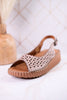 Rowyn Blush Slingback Leather Wedge Sandals - Whiskey Skies - SPRING FOOTWEAR