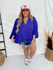 Royal Blue Balloon Sleeve V-Neck Top - Whiskey Skies - ANDREE BY UNIT