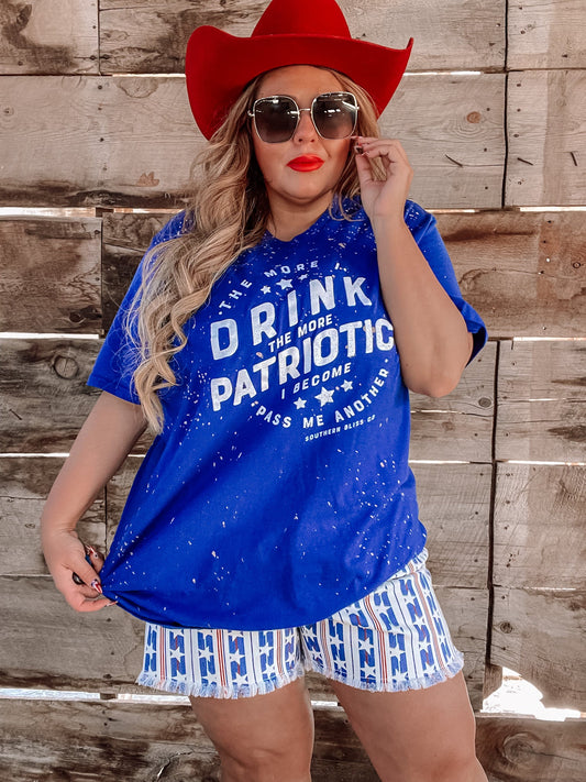 Royal Blue "More I Drink" Graphic T-Shirt - Whiskey Skies - Southern Bliss Company