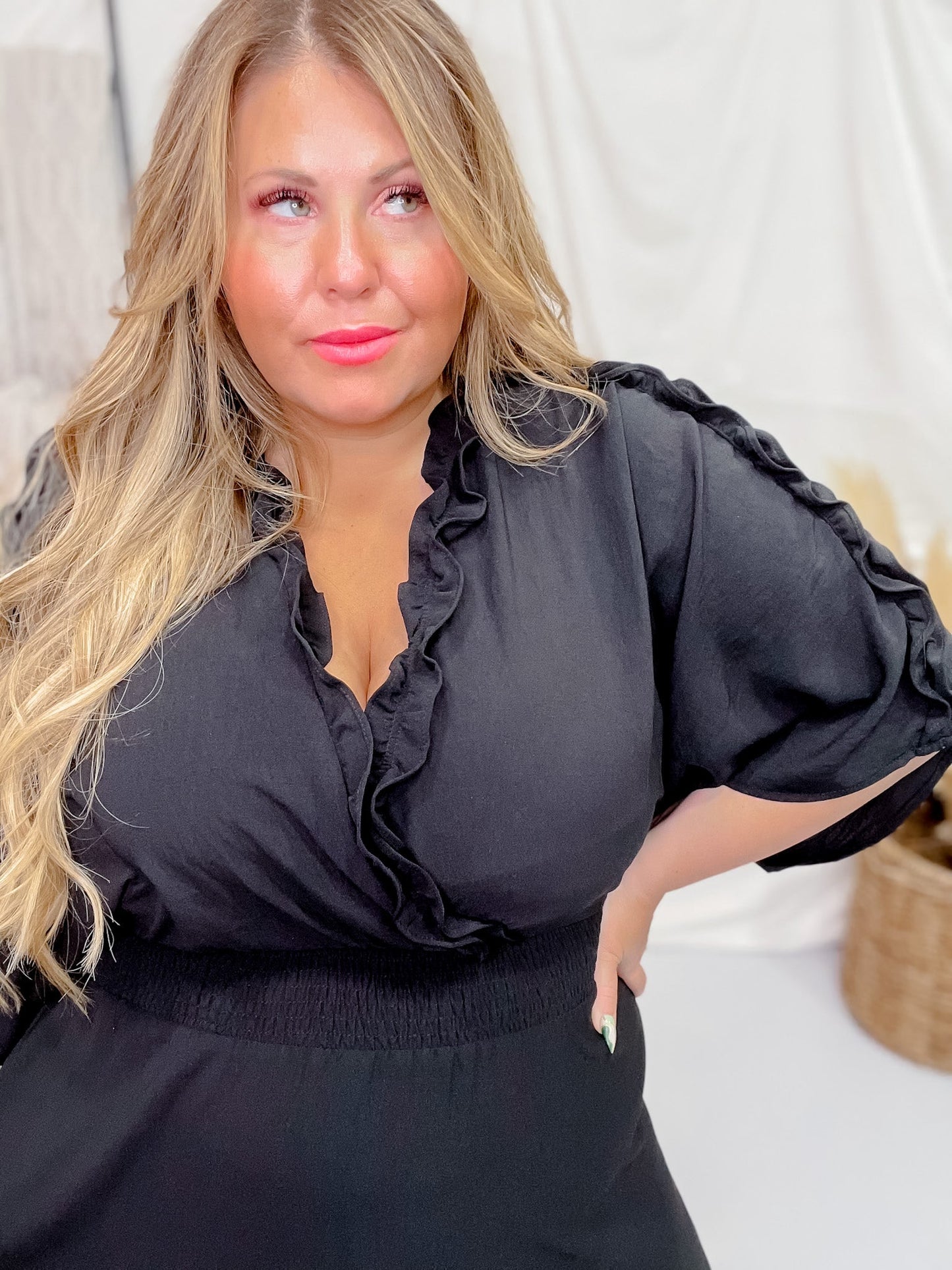 Ruffle Detailed Maxi Dress - Whiskey Skies - ODDI