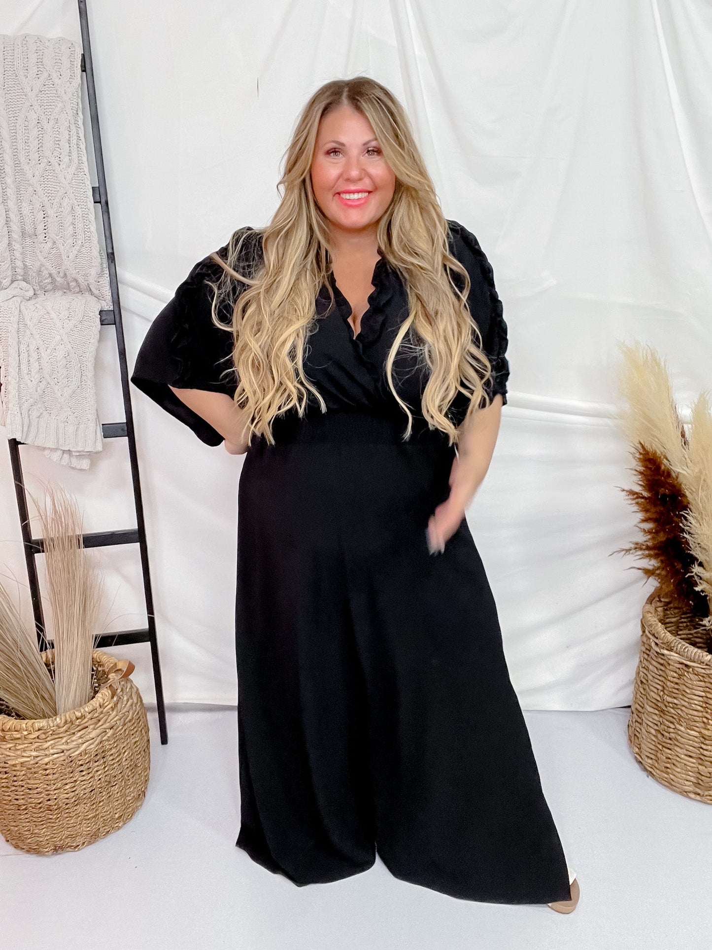 Ruffle Detailed Maxi Dress - Whiskey Skies - ODDI