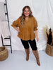 Ruffle Sleeve Corduroy Top in Camel Brown - Whiskey Skies - UMGEE
