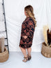 Rust & Black Floral Print A - Line Dress - Whiskey Skies - DEAR SCARLETT